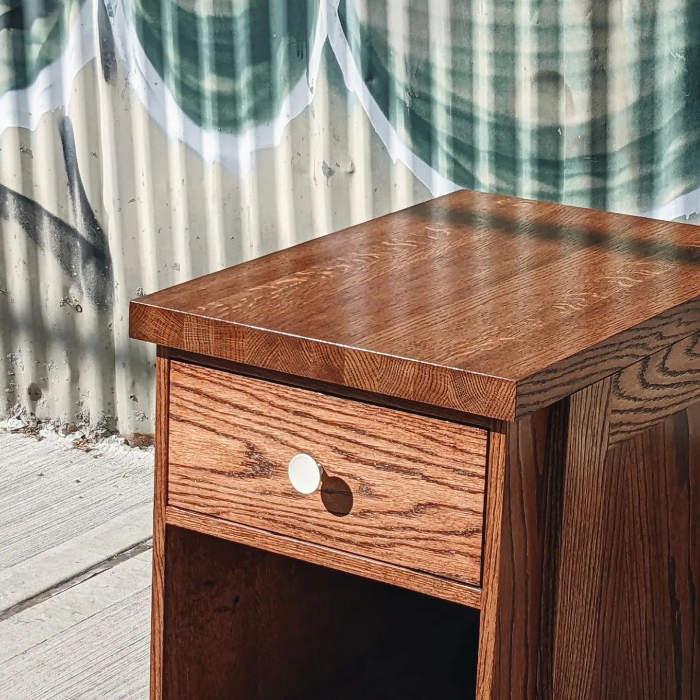 July 11th, 2022: Our red oak side table, featuring a butcher block style top.